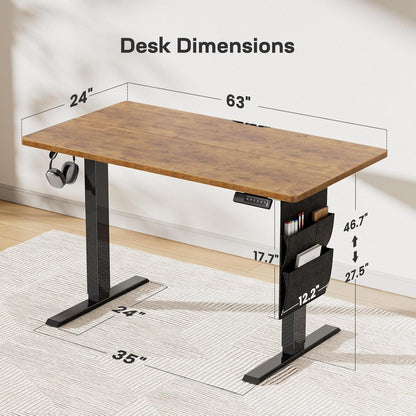 Marsail Electric Standing Desk Height Adjustable Dining Standing 160cm Desk Accessory with Storage Bag Preset Computer Desk with Headphone Hook - QUORE