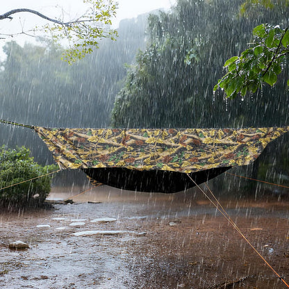 Night Cat Mosquito Net Hammock: One Piece Design Hammock with Tarpaulin, Lightweight, Portable for 1 Person, Camping, Hiking