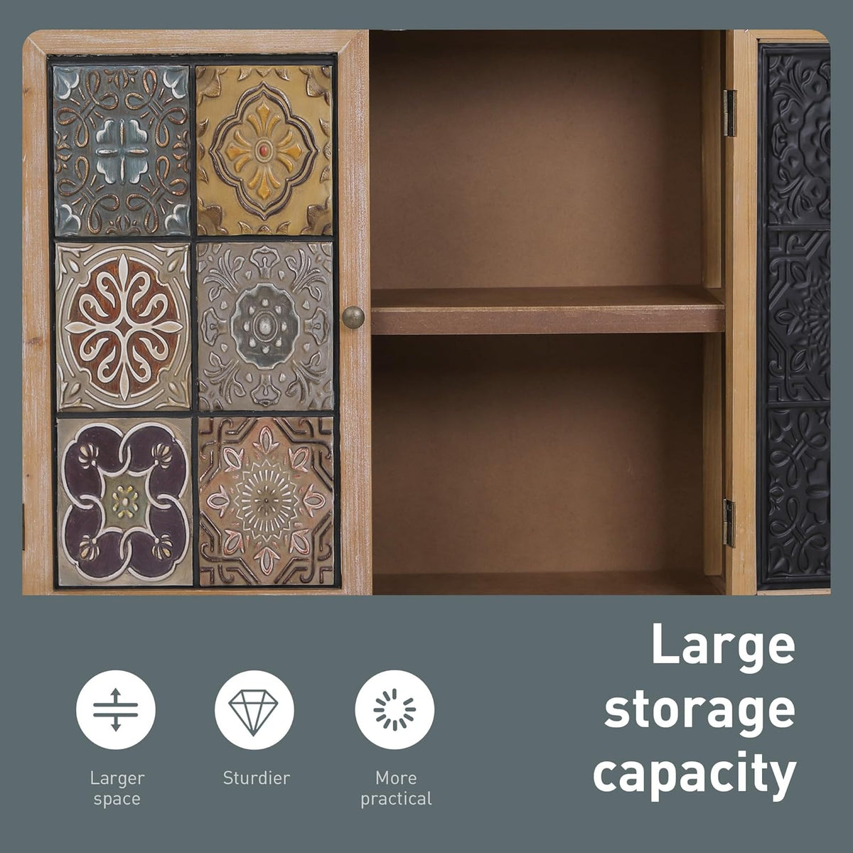 ALPHA HOME Sideboard with 2 Compartments, Multifunctional Cabinet, Kitchen Cupboard, Side Cabinet with Double Doors, Garden Cabinet, File Cabinet, Hallway Cabinet, Storage Cabinet, 36 x 89 x 84 cm