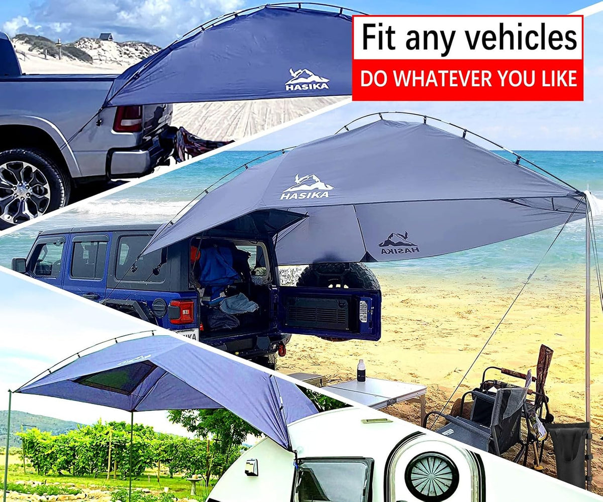 Hasika Awning Camper Trailer Roof Top Family Tent for Beach Camping SUV, MPV, Hatchback en Sedan UV-bescherming Tents voor camping 6 personen van