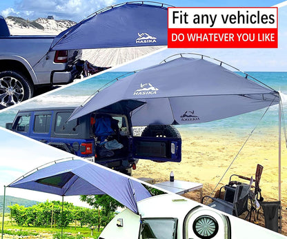 Hasika Awning Camper Trailer Roof Top Family Tent for Beach Camping SUV, MPV, Hatchback en Sedan UV-bescherming Tents voor camping 6 personen van