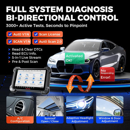 OBD2 Scanner – Autodiagnoseapparaat – Foutcode Lezer – ECU Programmeertool – Auto Diagnose Scanner – Bidirectionele Bediening – 36+ Servicefuncties