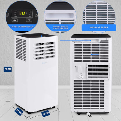 SereneLife Air Conditioner,Compacte Mobiele Airco,Draagbaar, Wifi Geactiveerde Airconditioner van 10K BTU met Ontvochtigings- en Ventilatorstanden voor Thuis,Kantoor en Commerciële Ruimtes tot 28 m2 - QUORE
