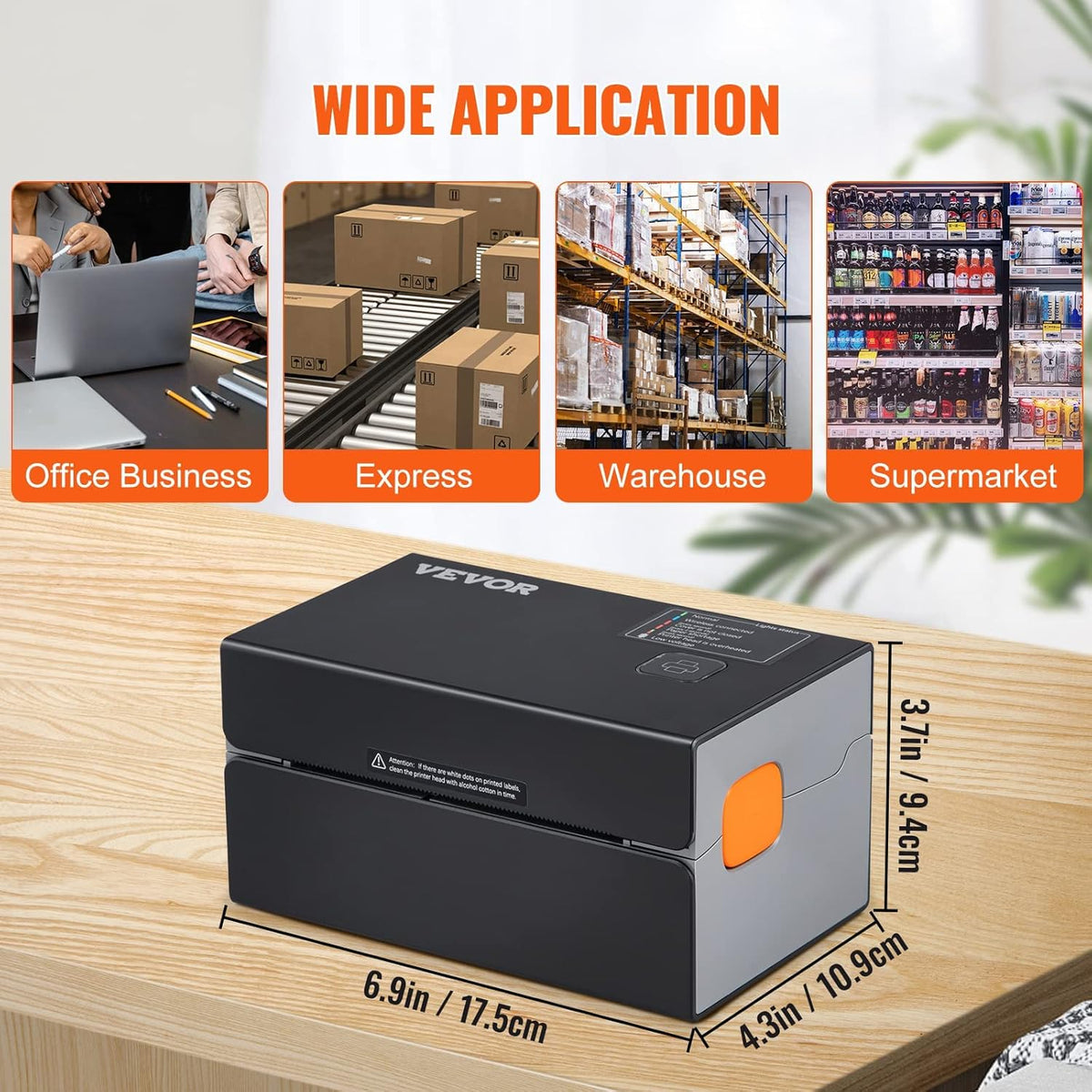 VEVOR Bluetooth labelprinter HD (300DPI), DHL labelprinter met USB-poort en automatische herkenning van etiketten, ondersteunt Windows/MacOS/Linux, geschikt voor Amazon, Ebay, Etsy, enz