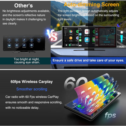 Carplay Scherm – Touchscreen – Android Auto – Airplay – Mediaspeler – 11,26 Inch IPS – Draadloos – 4K Achteruitrijcamera – Navigatie met GPS