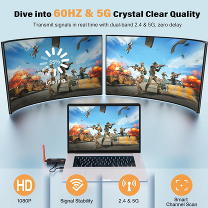 Draadloze HDMI Zender en Ontvanger 2026, 4K-decodering, Tot 6RX, APP Weergave, 5G/1080P Plug&Play HDMI Extender, Streaming Video voor Laptop, TV Box, C-CTV naar TV, Projector, Monitor - 165FT/50 M