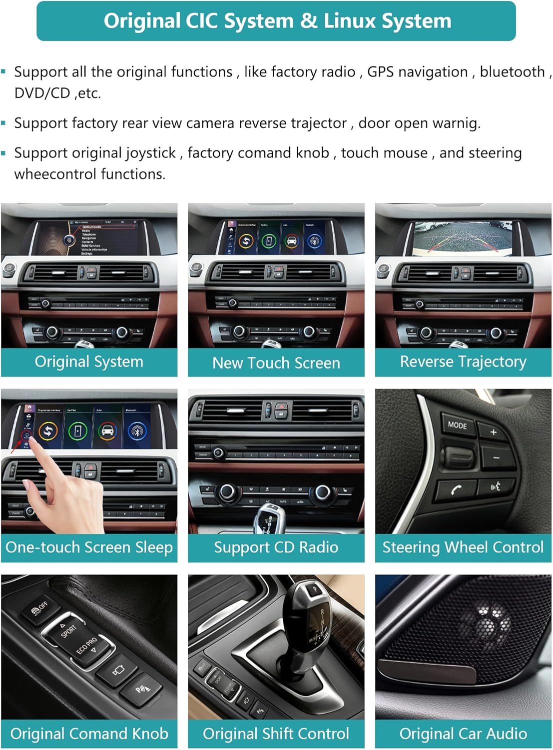 Ninetom 10,25'' Autoradio, Apple CarPlay/Android Auto/Mirrorlink/GPS voor 2010-2012 BMW 5 Serie F10/F11 met CIC Touchscreen-autoradio, GPS-navigatie voor de auto, geïntegreerde DSP
