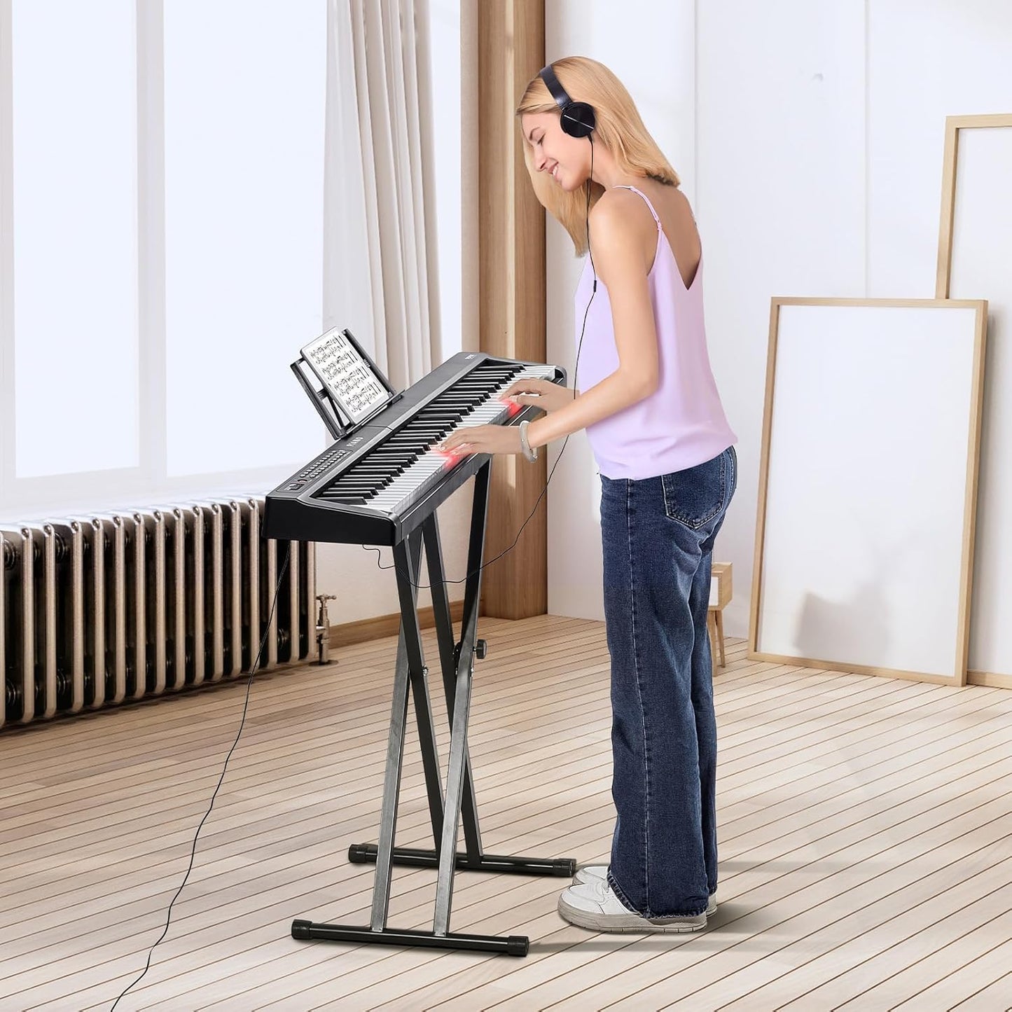Digitale Piano Set – Keyboard – Pianotoetsenbord – Elektrisch Toetsenbord – Keyboard Piano – 88 Halfgewogen Toetsen – Bluetooth 5.0, USB En MIDI