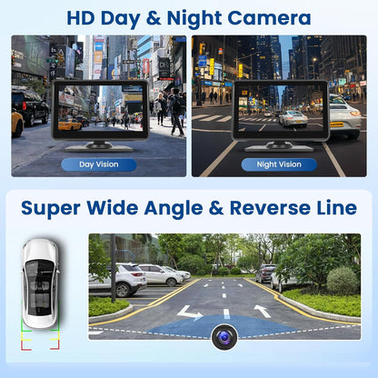 Hikity Achteruitrijcameraset voor 2 camera's IP68 met touchscreen, achteruitrijcamera met audio-afspelen/loopopname/BSD/IR zicht, voor camping, vrachtwagen, camper, aanhangers, 12 V-24 V
