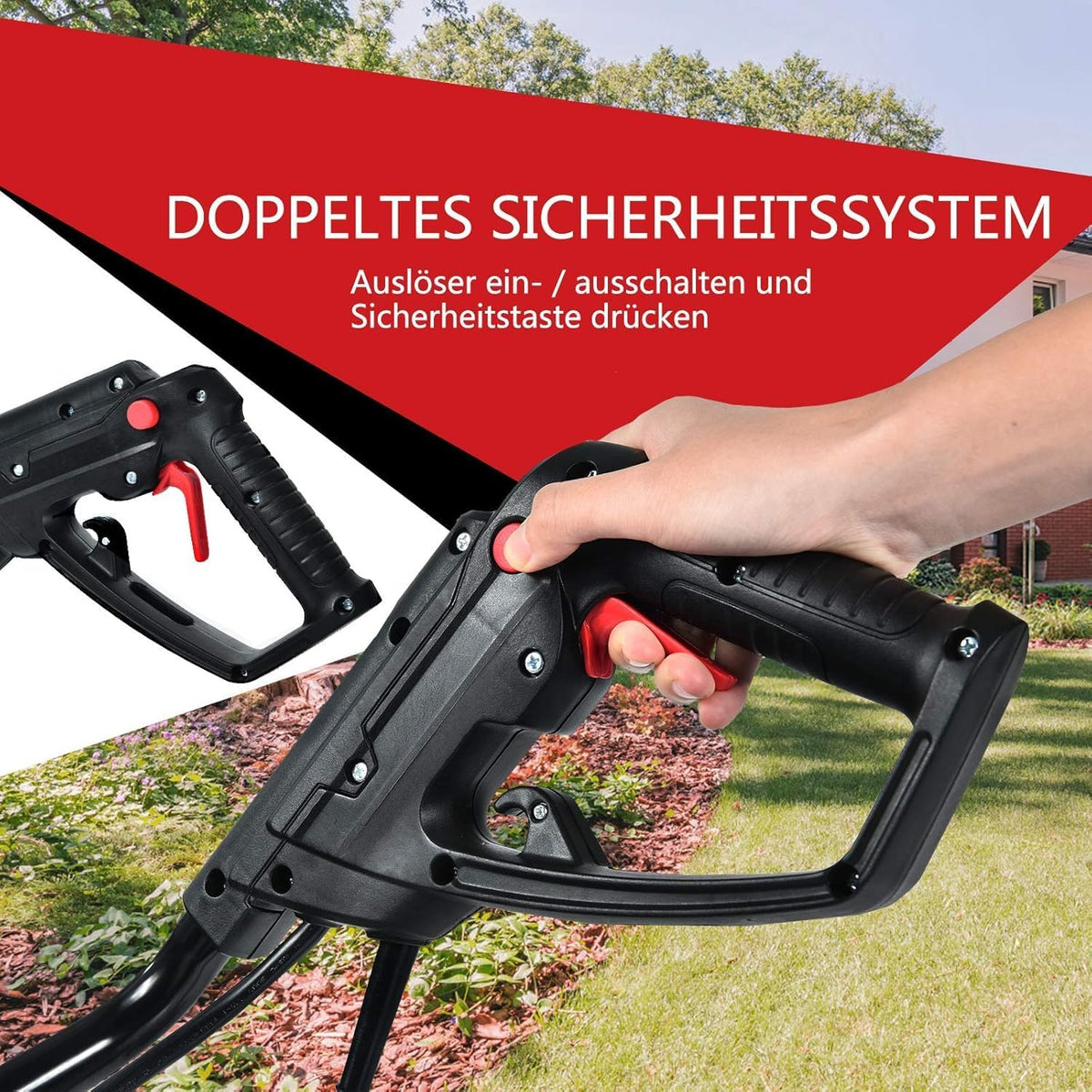 FANTASK 1500 W elektrische grondhak met 6 hakmessen, vloerfrees, tuinfrees, 43 cm werkbreedte en 22 cm werkdiepte 400 omw/m