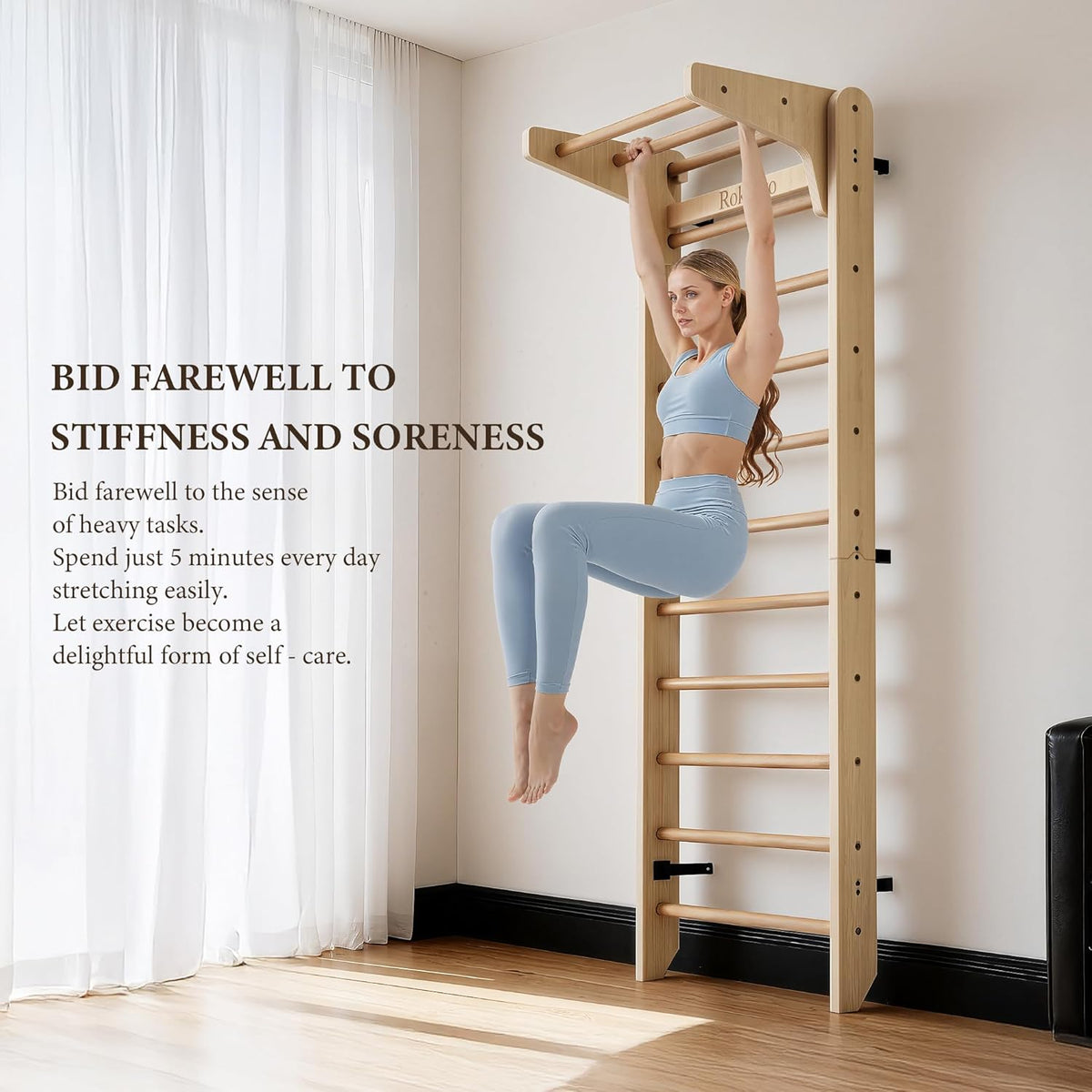 Multifunctionele gymnastiek Zweedse ladder,Wandgemonteerde houten gymnastiekbar,Indoor Home Gym voor kinderen en volwassenen
