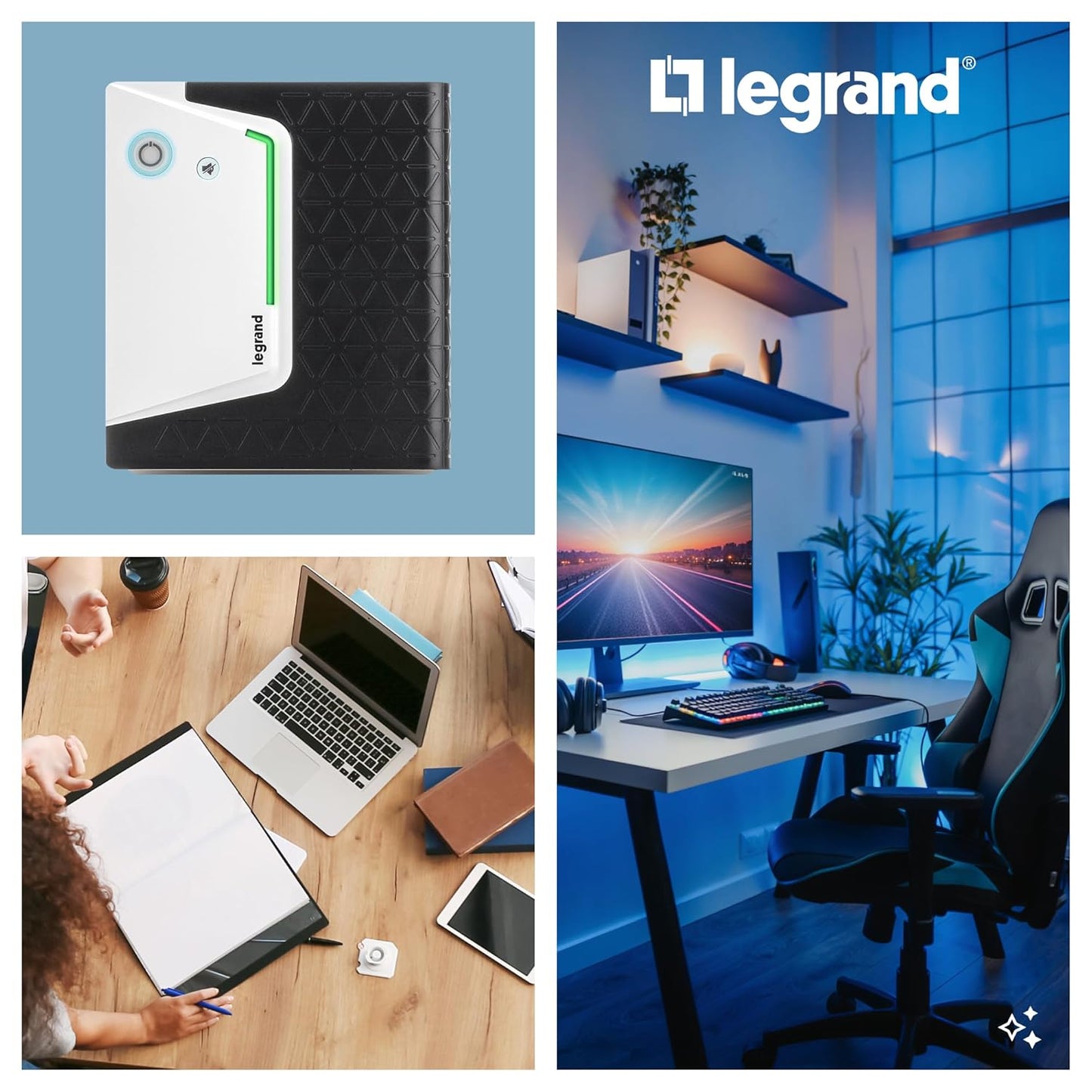 LEGRAND, Keor SP 310192 UPS met 2000 VA/1200 W - 6x IEC-stopcontacten - batterij 12V/9Ah, AVR, LED-monitoring, 310192