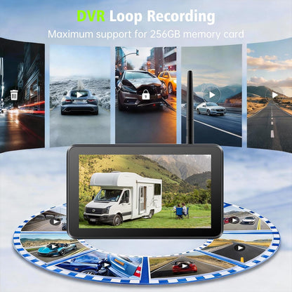 OBEST Draadloze achteruitrijcamera, magnetisch, met 9600 mAh accu, 7 inch touchscreen-monitor, ondersteunt tot 4 kanalen, IP69 waterdicht, doe-het-zelf installatie, voor caravan, vrachtwagen, auto
