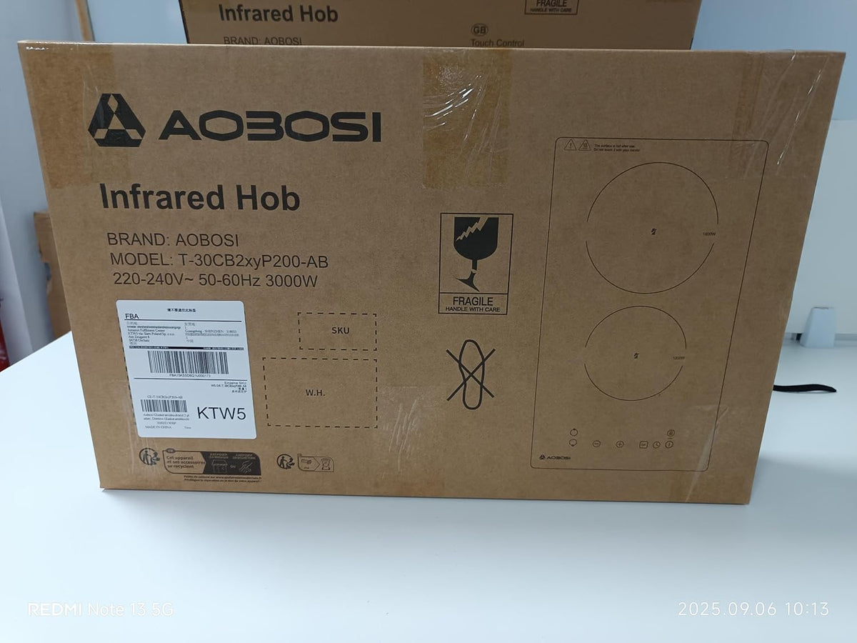 Aobosi keramische kookplaat 2 platen, Domino keramische kookplaat