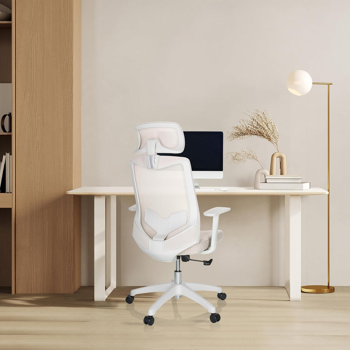 hjh OFFICE Thuisgebruik bureaustoel MIKEO W stof/netstof Beige