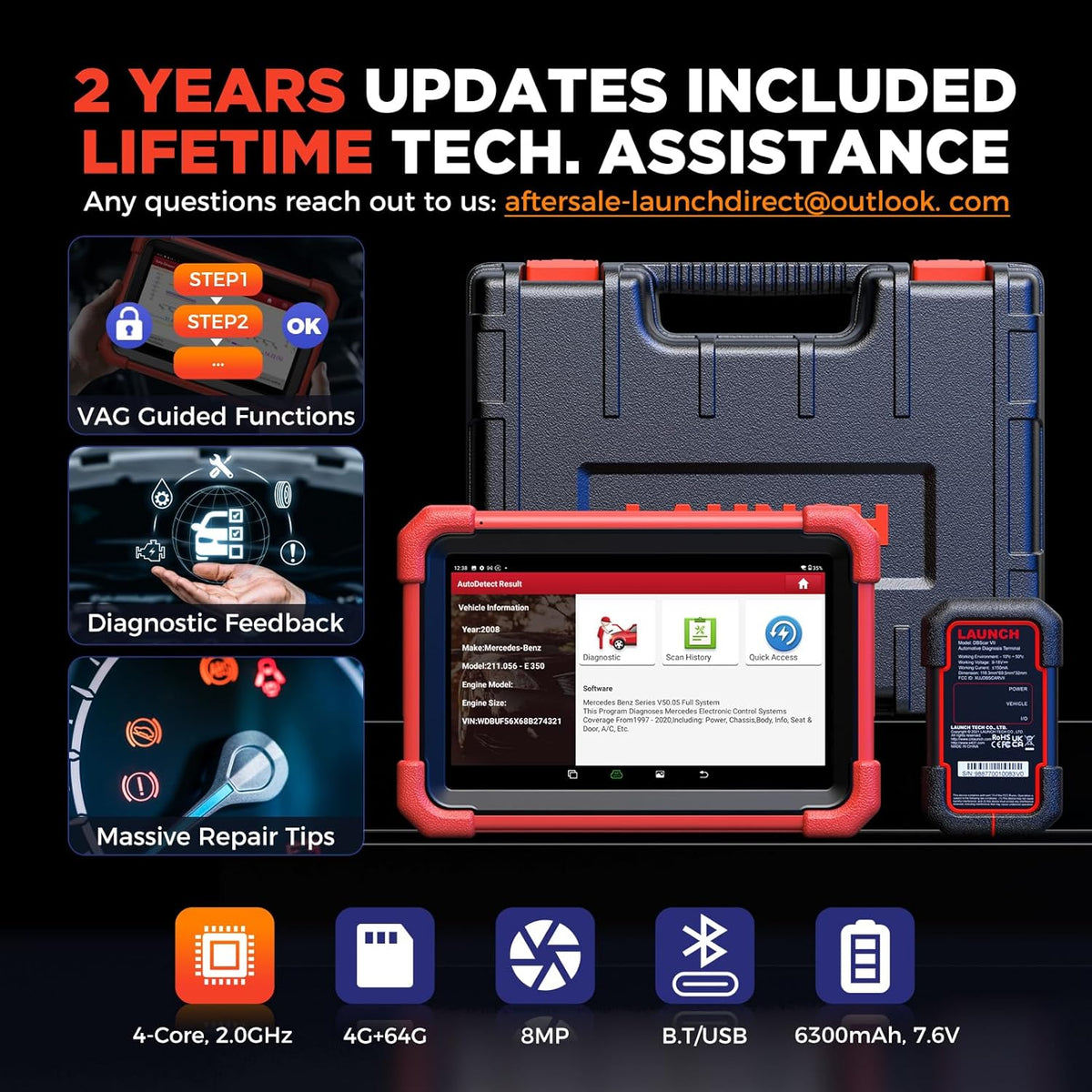 LAUNCH X431 CRP919XBT Elite OBD2-diagnoseapparaat, 2025 draadloos, bidirectionele scantool, ECU-codering, 37+ service, alle systeemdiagnosescanners, FCA AutoAuth, V.A.G Guided, CANFD DoIP, 2 jaar