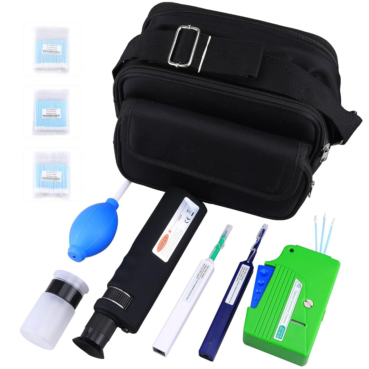 FTTH Fiber Optic Cleaning Kit met Fiber Cleaning Cassette voor FC SC ST LC MU Connectors 1.25mm/2.5mm Fiber Cleaner Pen Microscoop 400 Keer Fiber Connector