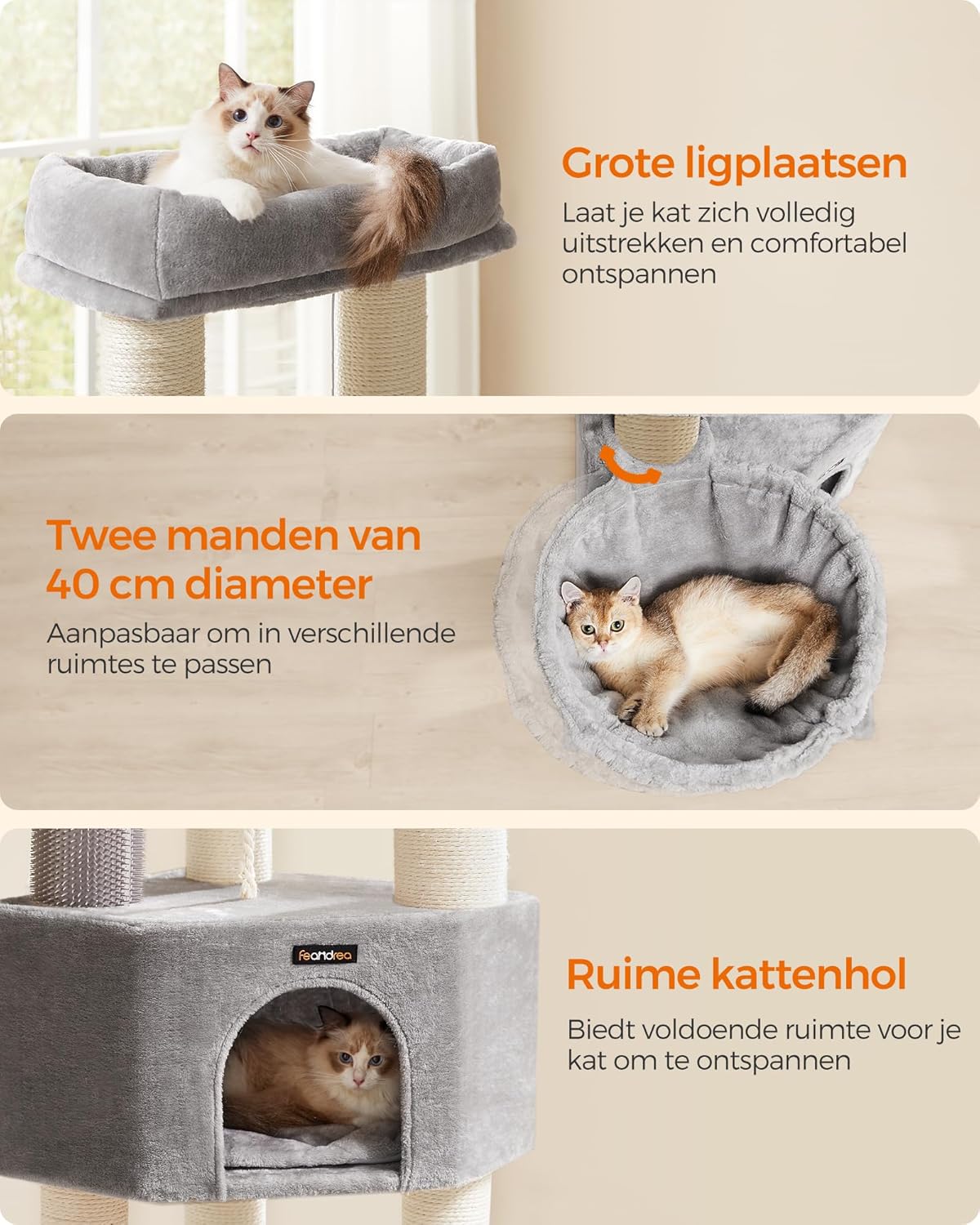 Krabpaal – Kattenboom – Krabmeubel – Kattenkast – Kattenpaal – Ruim Voor Grote Katten – Stevige Sisal Stammen 11,3 cm
