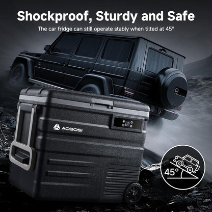 AAOBOSI Compressor-koelbox, 65 liter, koelbox auto met wifi-app-bediening, 12/24 V en 100-240 V, elektrische koelbox tot -20 °C, voor auto, vrachtwagen, boot, camper, camping