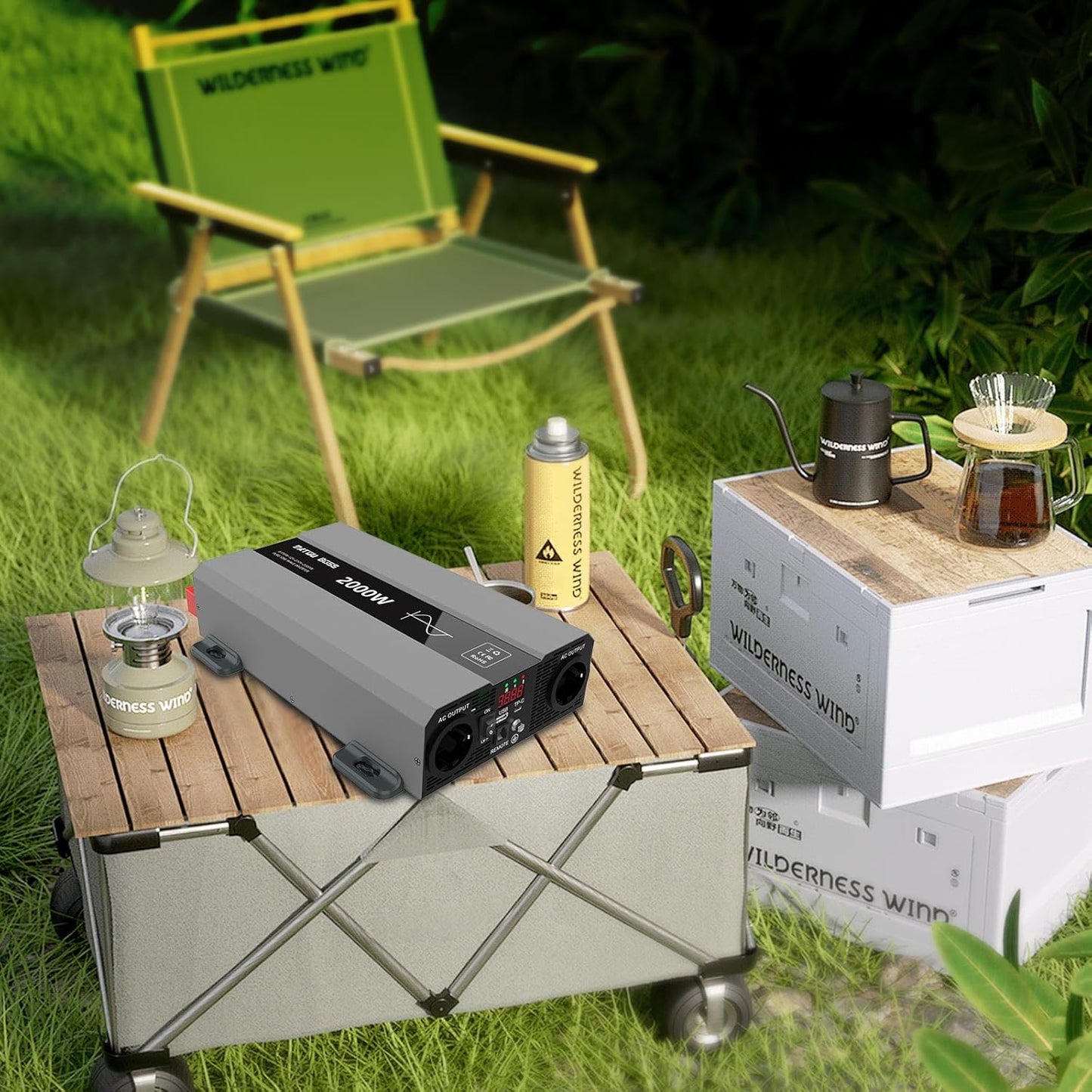 DATOUBOSS Omvormer 12V 230V 2000W Piek 4000W Zuivere Sinusgolven Omvormer, Vermogensomvormer met 2 EU Stopcontacten, USB/PD Uitgang en LCD Scherm. Geschikt voor Camper, Auto