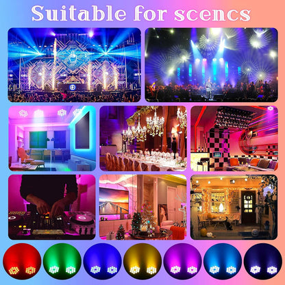 DMX RGBW podiumlamp, 4 stuks, 18 leds, DJ-effect, met stroboscoop/stem/DMX512, bediening van modi, 8 kanalen, lichtspelletjes voor DJ Disco Bruiloft Club