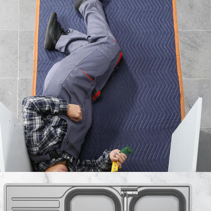 VEVOR Furniture Moving Covers, 2034 x 1830 mm, Pack of 12, Durable Packaging Protective Covers, Recycled Cotton Non-Woven Fabric for Furniture Protection, Floors, Blue/Orange