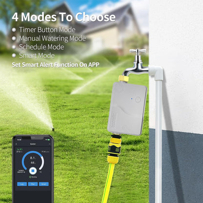 ECOWITT Tuinsproeier Irrigatietimer WFC01, Automatische Bewateringstimer Druppelirrigatiesysteem, Landbouw Zelfbewateringssysteem voor Planten met Waterdichte Slimme Controle Watertimer + Hub GW2000