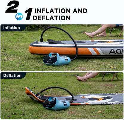 Herlaadbare Lucht pomp SUP TPS300, 20PSI Elektrische pomp voor paddle boards, 96,2 Wh, Type-C, Tweestaps opblaas- en leegpompen voor paddle boards, opblaasbare tenten, boten