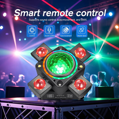Disco Light Party Light, Moving Head XJG-102, LED RGB DJ Projector Muziek Gecontroleerde DJ Disco Lichten, DMX-effect Spotlight, voor KTV-reünie Bruiloft Verjaardag Halloween