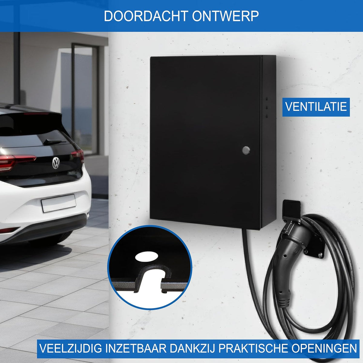Wallbox weerbestendige kast met kabelhouder, beschermbox voor Wallbox, bescherming tegen regen, sneeuw, stof en uv voor EV laadstation
