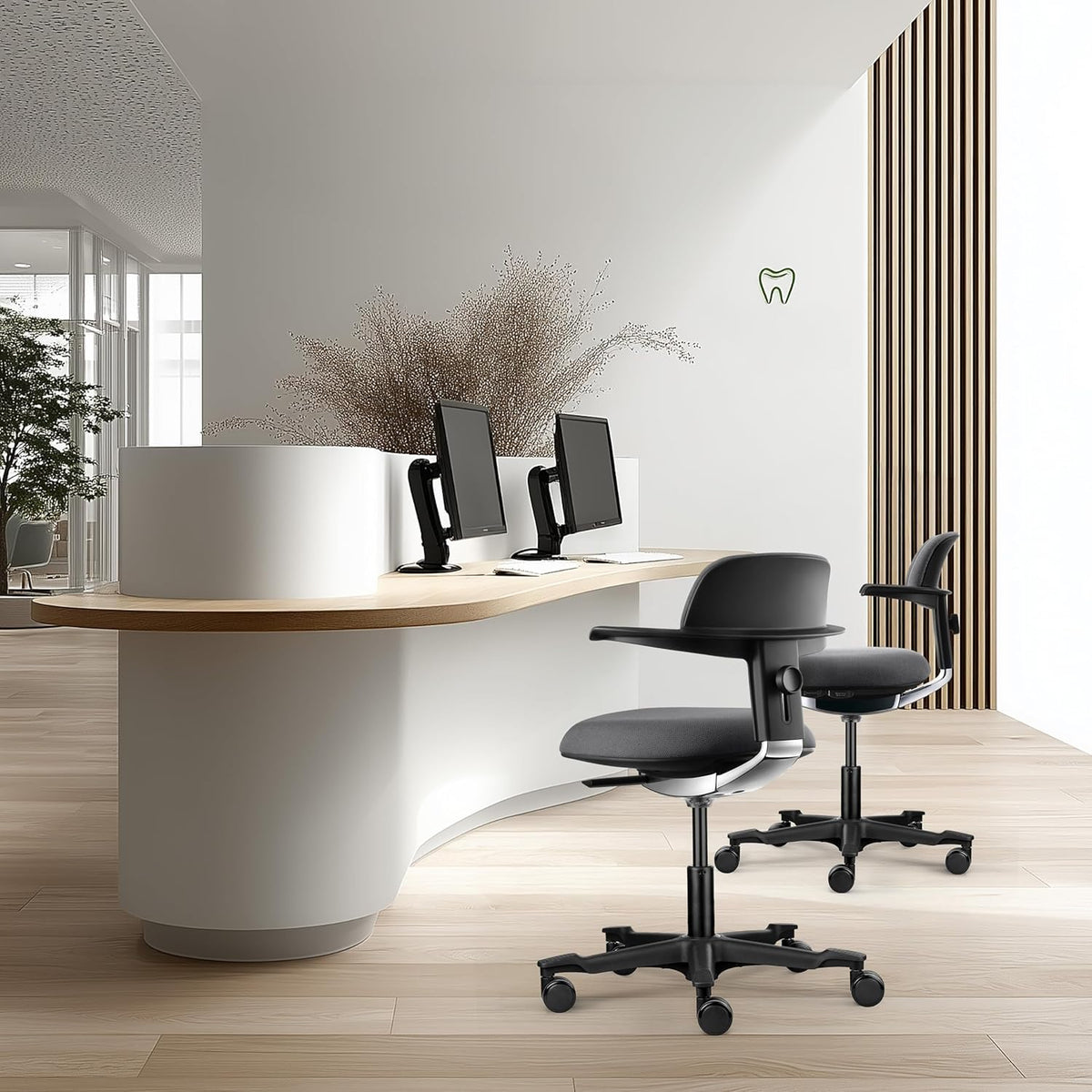 hjh OFFICE Ergonomische werkstoel Work 40 stoel met in hoogte verstelbare rugleuning, verstelbare zithoek en zitdiepte, stabiele nylon kruisvoet, donkergrijs