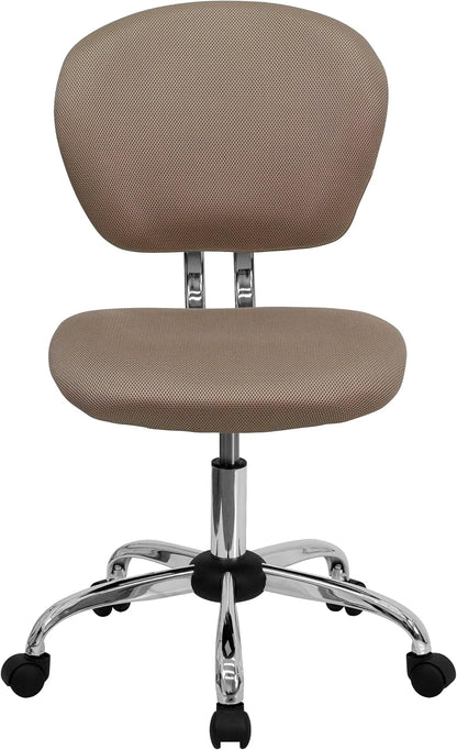 Flash Furniture Beverly Bureaustoel met gemiddelde rugleuning, netstof, gewatteerd, met chromen sokkel, koffiebruin
