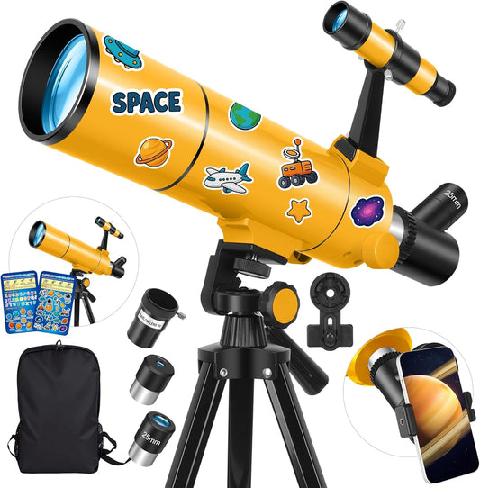 Telescopische astronomie professional voor volwassenen en kinderen, 80 mm opening 500 mm astronomische refractor telescoop voor beginners, draagbare reisscoop met statief, mobiele