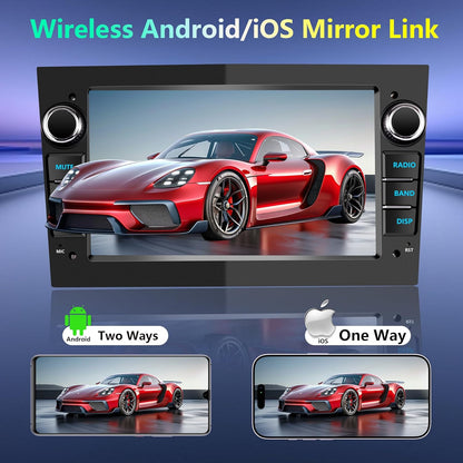 2 DIN autoradio voor Opel Corsa d/Astra h/Zafira b/Meriva/Vivaro Bluetooth Stereo Car met Wireless Carplay Android Auto 7 inch scherm Mirror Link / FM / AHD achteruitrijcamera / WiFi - zwart