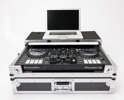 DJ Controllercase Zwart – Flightcase – Controllerkoffer – Transportcase – Werkstation – 9 mm Vinylgelamineerd Multiplex – Afneembaar Schuivend Laptopplatform