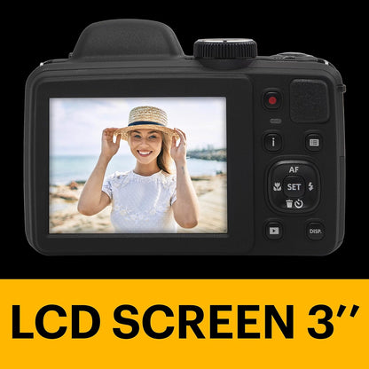 KODAK Pixpro Astro Zoom AZ405 - digitale brugcamera, 40x zoom, 24 mm groothoeklens, 20 megapixels, 3 inch LCD-scherm, 1080p Full HD-video, OIS, AA-batterij - zwart
