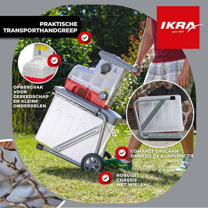 IKRA Elektrische Hakselaar ILH 2800, stil, robuust, onderhoudsarm, takdikte tot 44 mm, rood/wit/grijs/zwart