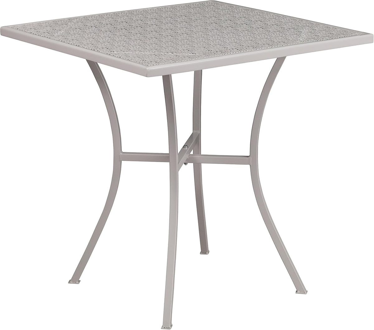 Flash Furniture Oia Commerciële Rang Outdoor Stalen Patio Tafel, Metaal, Lichtgrijs, 28' Vierkant