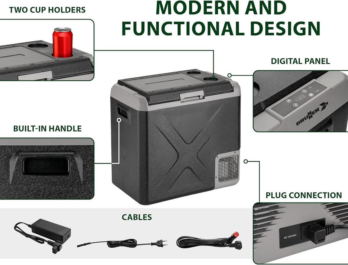 Draagbare Koel- En Vriescombinatie – Mobiele Koelkast – Camping Koelbox – Auto Koelbox – Mini Vriezer – 50 Liter Inhoud – Instelbare Temperatuur -20°C tot +20°C
