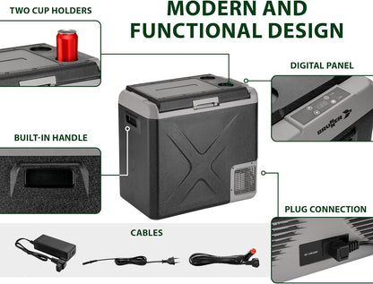 Draagbare Koel- En Vriescombinatie – Mobiele Koelkast – Camping Koelbox – Auto Koelbox – Mini Vriezer – 50 Liter Inhoud – Instelbare Temperatuur -20°C tot +20°C