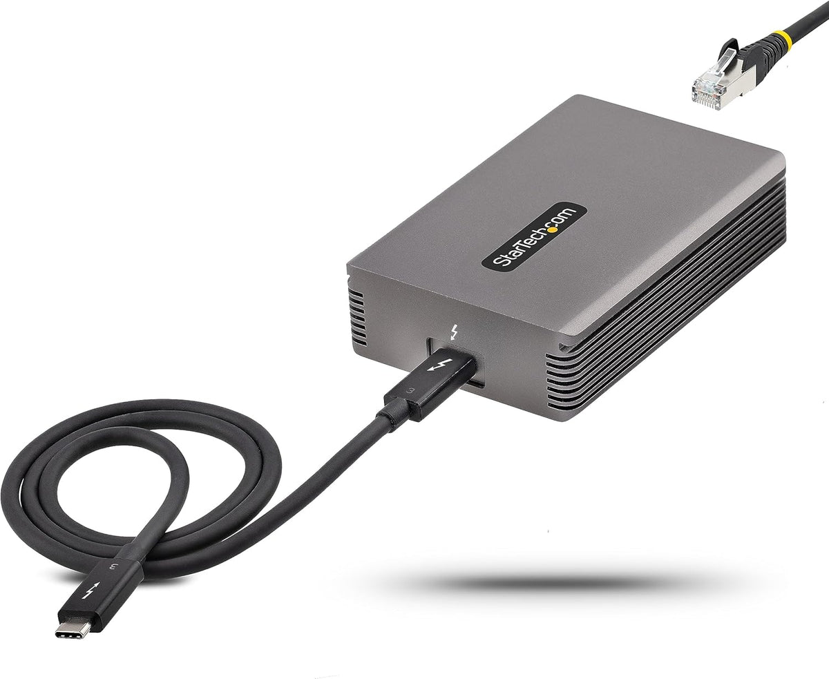 StarTech.com Thunderbolt 3 naar Ethernet Adapter, 10GbE, Multi-Gigabit, Thunderbolt 3 naar RJ45 Netwerk Adapter, 10GBASE-T/5-2.5GBASE-T, 10G Adapter met TB3 Gecertificeerde Kabel, Win/Mac (TB310G2)