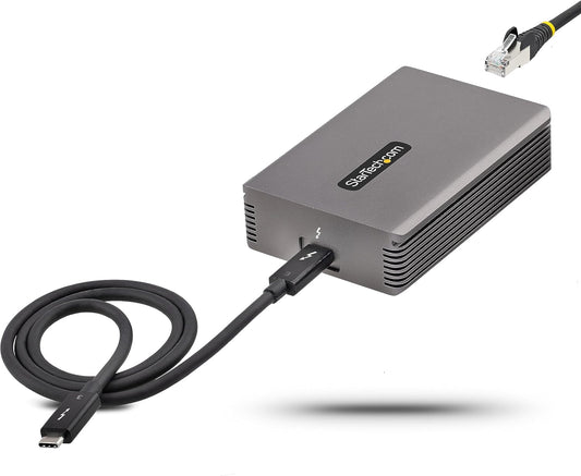 StarTech.com Thunderbolt 3 naar Ethernet Adapter, 10GbE, Multi-Gigabit, Thunderbolt 3 naar RJ45 Netwerk Adapter, 10GBASE-T/5-2.5GBASE-T, 10G Adapter met TB3 Gecertificeerde Kabel, Win/Mac (TB310G2)