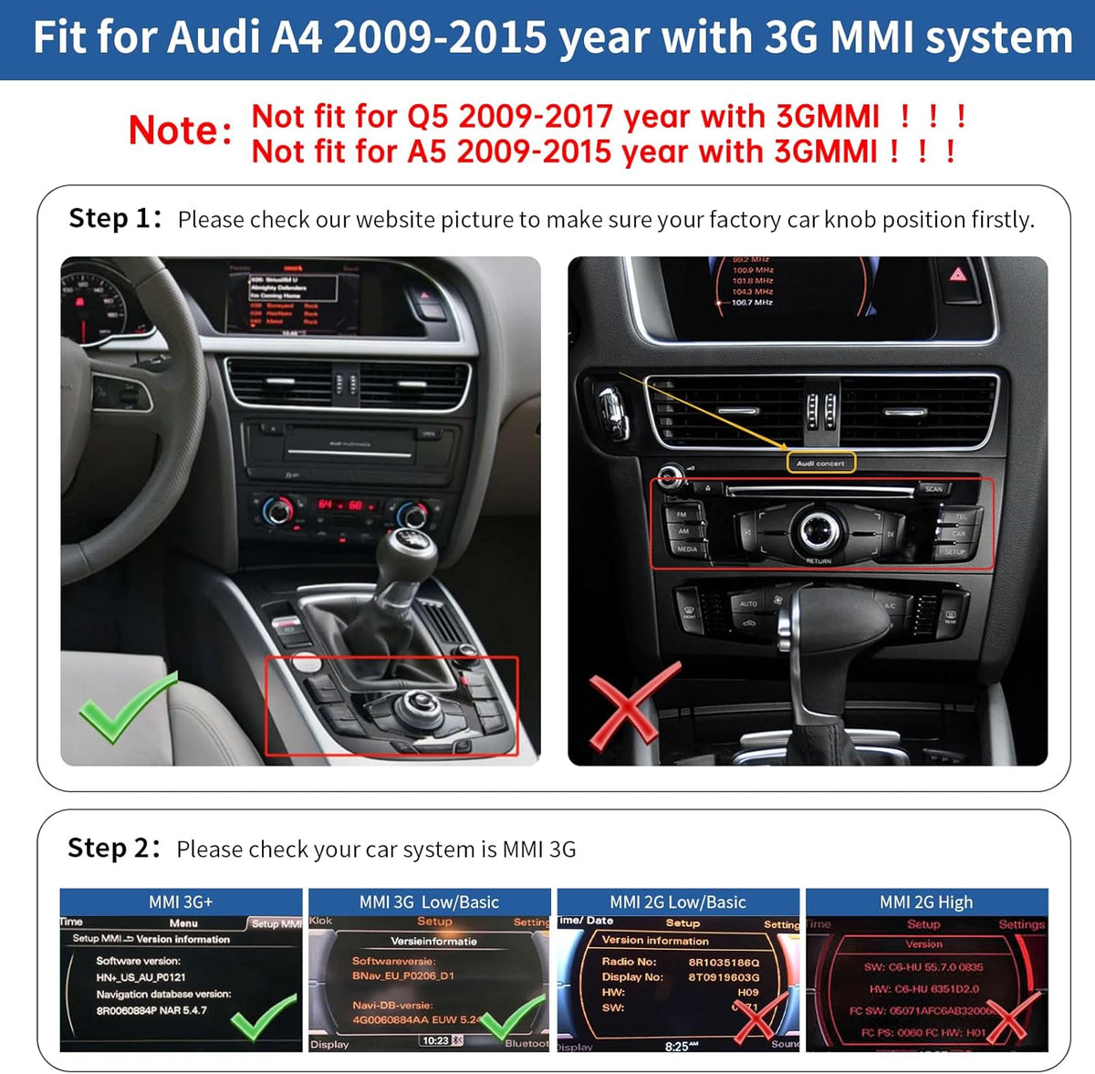 8,9 Inch Autoradio – Touchscreen Multimedia Scherm – Draadloos CarPlay – Android Auto – MirrorLink – Audi A4 2009-2015 – HD Resolutie – Originele Functies Behoud