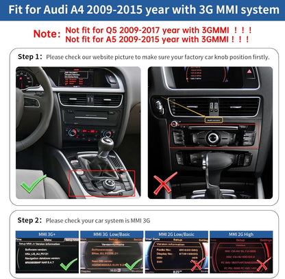 8,9 Inch Autoradio – Touchscreen Multimedia Scherm – Draadloos CarPlay – Android Auto – MirrorLink – Audi A4 2009-2015 – HD Resolutie – Originele Functies Behoud