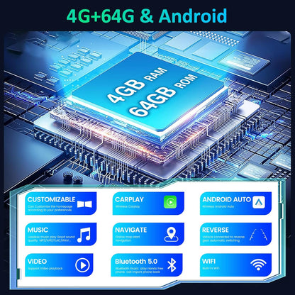 4G+64G Android Autoradio voor BMW E46 1999-2005 met CarPlay & Android Auto, DSP 32EQ, 9 Inch Radio met Scherm, WiFi, GPS, Bluetooth, Stuurwielbediening + Achteruitrijcamera, Microfoon