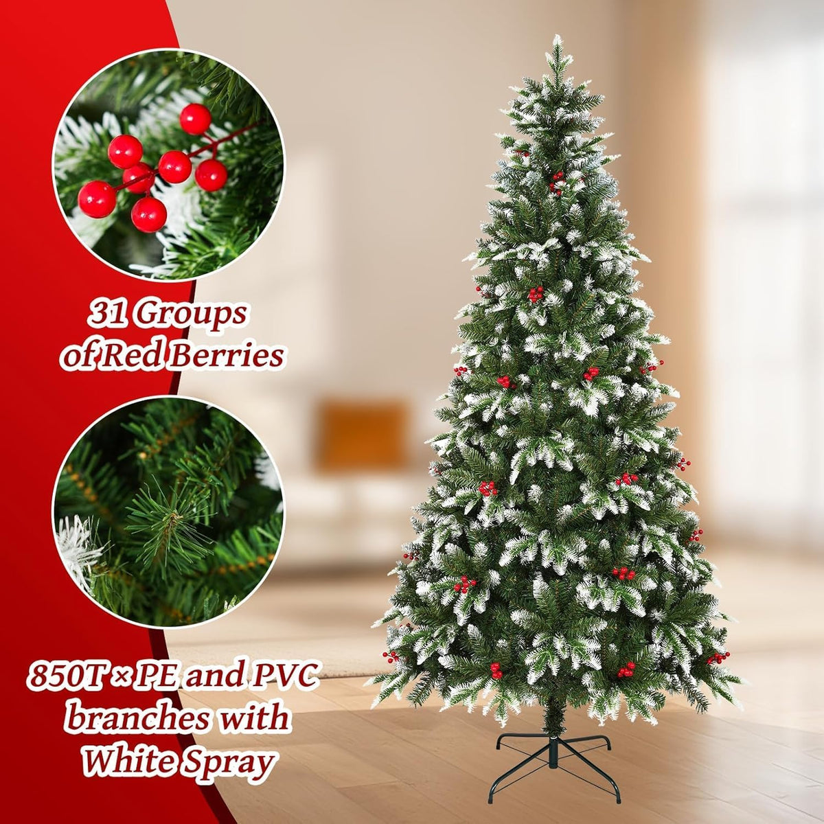 Uten Kunstkerstboom, metaal, groen en wit, 6Ft