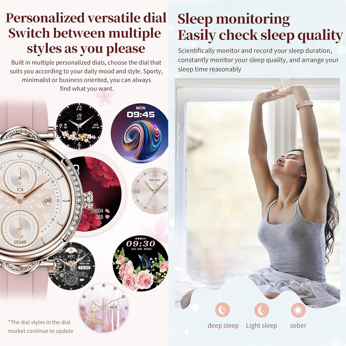 Smartwatch Damen met Bellen/Kiezen via Bluetooth, 1,27” Smart Watch voor Damens con Diamanti, Slaapmonitor Menstruatie Volgen Calorie Stappenteller Stopwatch Activity-Armband voor Android iOS (Goud)