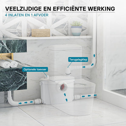 Compacte opvoerinstallatie 4/1 voor afvalwater en fecaliën – Rioolpomp – Fecaliënpomp – Vuilwaterpomp – Afvoerpomp – 400W motor – 145 l/min, opvoerhoogte tot 8,5 m