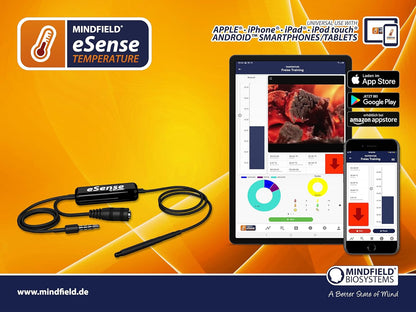 Mindfield eSense Temperature | Mindful Monitoring-systeem voor stressvermindering en ontspanning | Draagbaar apparaat met app | Feedback via smartphone of tablet