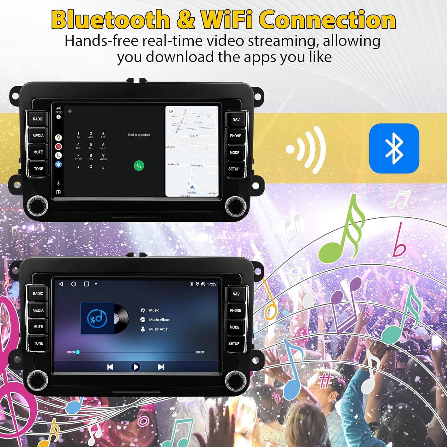 Autoradio – Headunit – Multimedia Systeem – Navigatiesysteem – Touchscreen – Android 13 – 7 Inch 1080p HD Scherm – Draadloze CarPlay & Android Auto